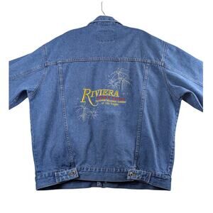 Vintage Riviera Las Vegas Blue Denim‎ Mens LargeButton Up Jacket Riviera Blues